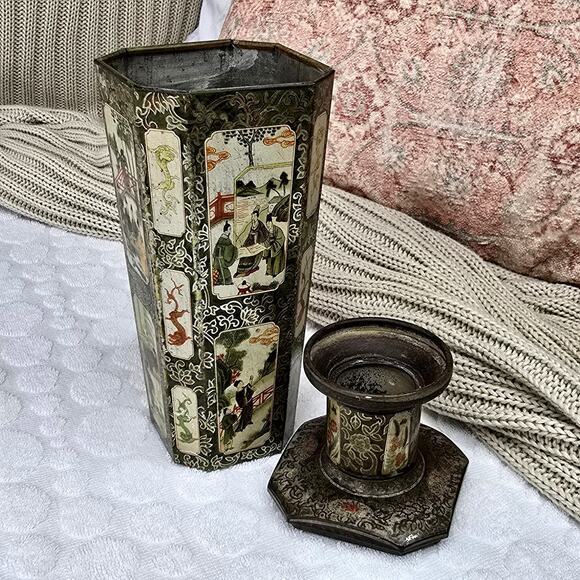 Rare Huntley & Palmers 10" Asian Vase Biscuit Tin 1928 Vintage - Picture 2 of 16